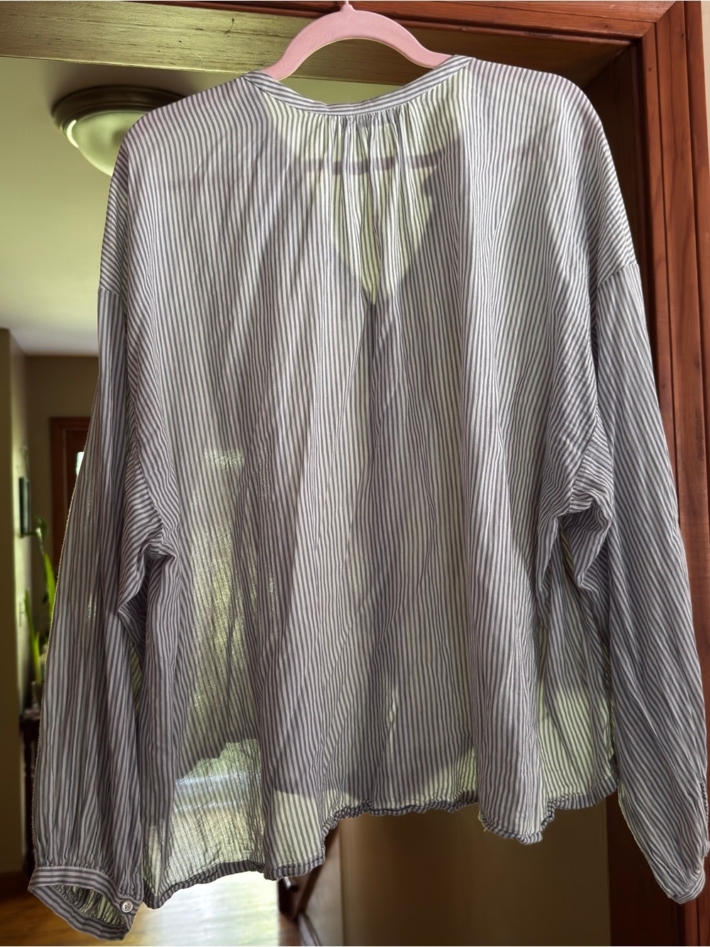 Dôen blue cream striped Jane button down blouse organic cotton size XXL - Picture 2 of 3